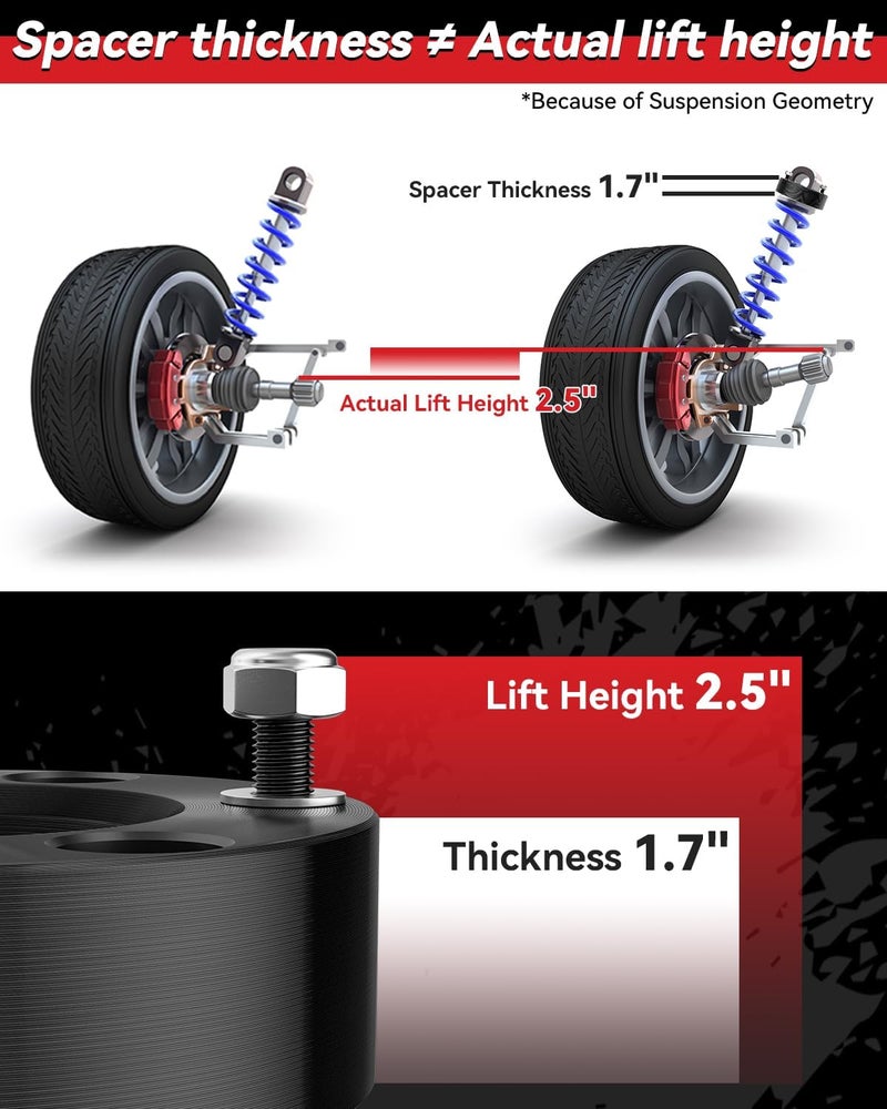PROEZE 2.5" Leveling Lift Kits for 2007-2026 Silverado 1500/2007-2026 Sierra 1500, 2.5 inch Forged Front Strut Spacers Leveling Kits - Image 4